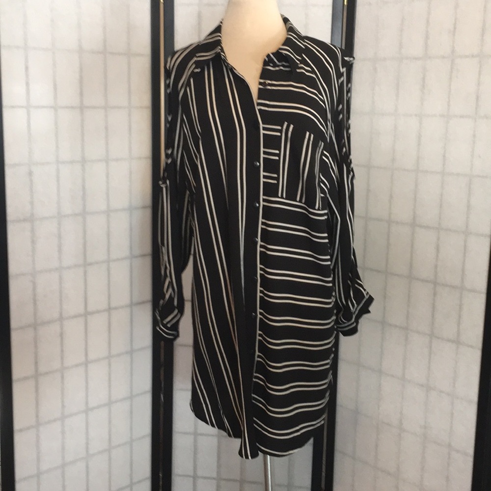 Unique Spectrum  “Cold-Shoulder/Button Down” Shirt